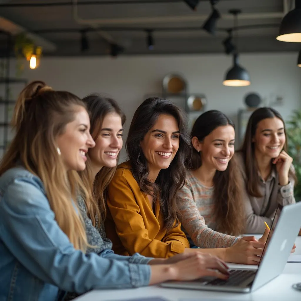 Banner inspirador sobre el equipo de MujerOnlineAR trabajando juntas