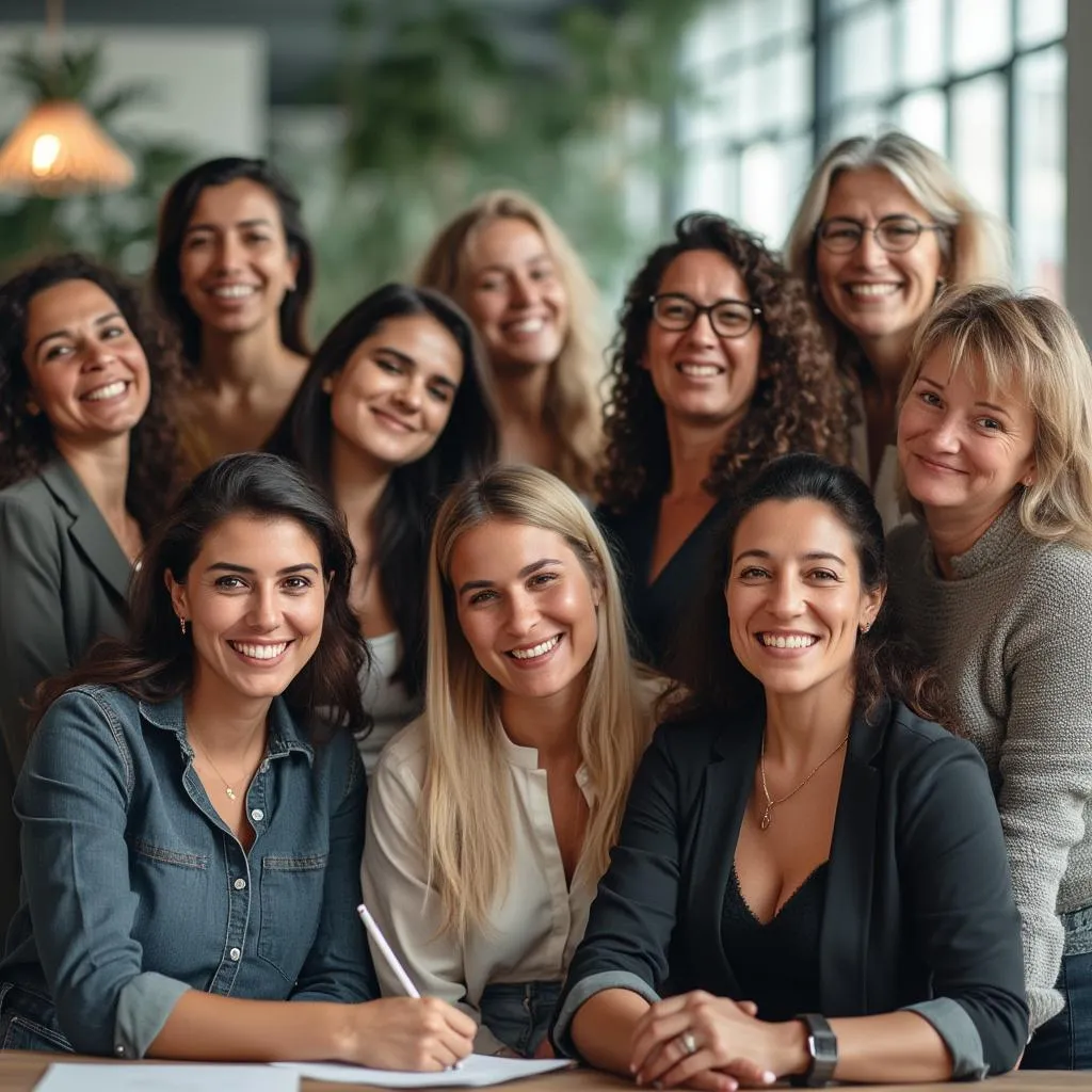 Equipo de mujeres emprendedoras sonriendo